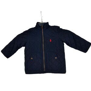 Polo Ralph Lauren Navy Quilted Full Zip Jacket 2T Preppy Toddler Play Coat